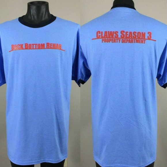 New CLAWS Television TV Series CREW T Shirt XL Season 3 Property Dept Ringer Tee - Picture 1 of 8